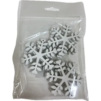 Vánoční dekorace Vločka dřevěná bílá J 5 cm