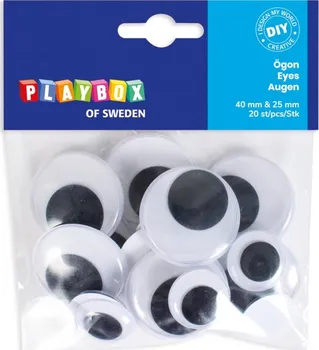 Playbox Oči černobílé lépící 25/40 mm 20 ks