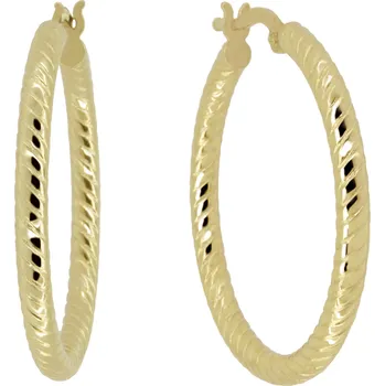 Náušnice Kruhové náušnice ze žlutého zlata s jemným broušením, 2.81 g, 30 mm