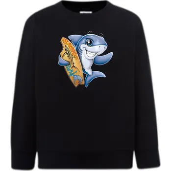 Chlapecká mikina detska_klasicka_levna_mikina_Zralok_surfar Barva: Black -černá, Dětská bavlněná trička JHK: S