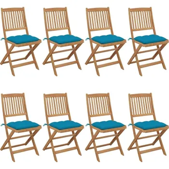 vidaXL Skládací zahradní židle s poduškami 8 ks masivní akácie [3075038] Barva: Světle modrá