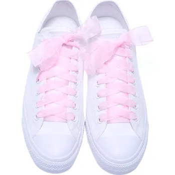 Tkaničky do bot Mašličkové tkaničky z organzy - světle růžová Délka: 100