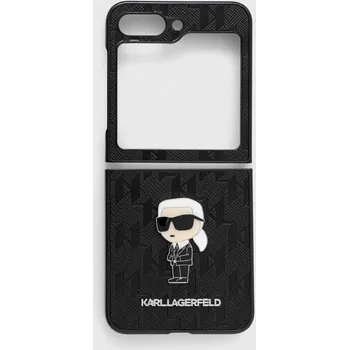 Pouzdro na mobilní telefon Karl Lagerfeld PU Saffiano Monogram Ikonik NFT pro Samsung Galaxy Z Flip 5 černé