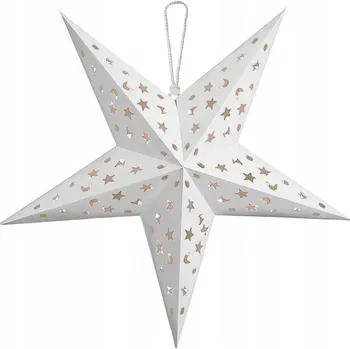 Vánoční světelná dekorace Podsvícená závěsná papírová hvězda SY-001 60 cm bílá LED teplá bílá