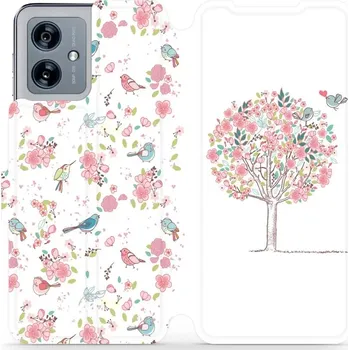Pouzdro na mobilní telefon Flipové pouzdro Mobiwear - Motorola Moto G54 5G / Moto G54 5G Power Edition - M120S Strom a ptáčci (Knížkové flip pouzdro, obal, kryt na mobil Motorola Moto G54 5G / Moto G54 5G Power Edition - M120S Strom a ptáčci, materiál Umělá kůže + TPU - ochrana 360