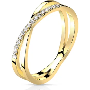 Prsten Šperky4U Ocelový prsten překřížený - velikost 57 - OPR1864GD-57