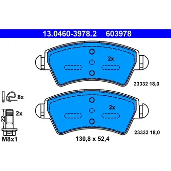 Brzdová destička ATE Sada brzdových destiček, kotoučová brzda 13.0460-3978.2-D