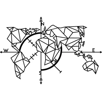 Nástěnná dekorace World Map Metal Decor 2 černá