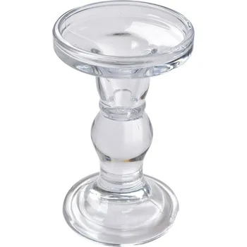 Svícen Skleněný transparentní svícen na úzkou i širokou svíčku - Ø 8*14 cm