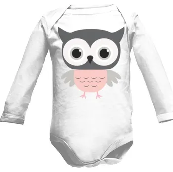 Kojenecký body Dětské body Long s potiskem Sovička holka dětské