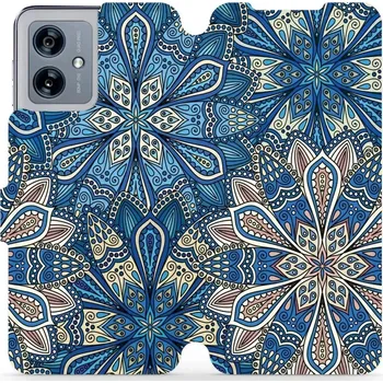 Pouzdro na mobilní telefon Flipové pouzdro Mobiwear - Motorola Moto G54 5G / Moto G54 5G Power Edition - V108P Modré mandala květy (Knížkové flip pouzdro, obal, kryt na mobil Motorola Moto G54 5G / Moto G54 5G Power Edition - V108P Modré mandala květy, materiál Umělá kůže + TPU -)