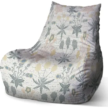 Sedací pytel Sablio Sedací vak Bean Šedé květiny - 100 x 90 x 45 cm