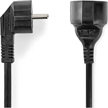 Prodlužovací kabel NEDIS Napájecí kabel | Typ F Zástrčka | Typ F Zásuvka | Úhlový | Přímý | Poniklované | 5.00 m | Kulatý | PVC | Černá | Label