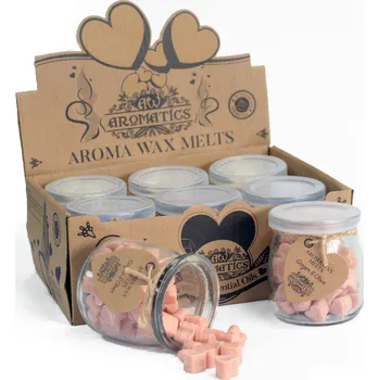Aroma Vonné Vosky - ZÁZVOR & HŘEBÍČEK 16ks/sklenice (Sojové vonné Vosky Vyrobeny z Čistých Esenciálních Olejů - Srdíčka 16 ks ve sklenici)