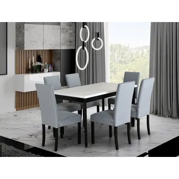 Jídelní set Jídelní sestava DX 30, odstín lamina (deska stolu) grandson, odstín dřeva (židle + nohy stolu) ořech, potahový materiál látka