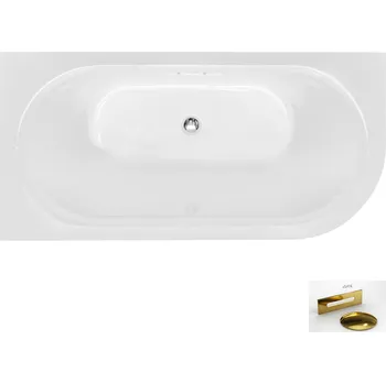 Besco Akrylátová volně stojící vana Avita A-Line BW CC/SP 150x75 (160x75, 170x75), s přepadem Rozměry (cm): 150x75, Typ a barva výpustě: Alcaplast Click-Clack se šterbinovým přepadem, zlatá, Orientace: Levá