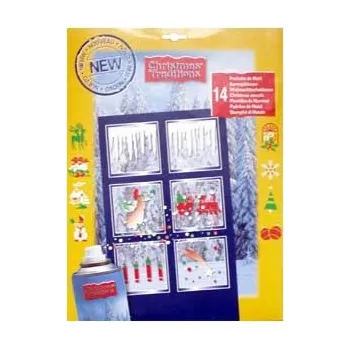 Kosmetická sada CHRISTMAS TRADITIONS Dekorační šablony na okna 14ks velké + malé