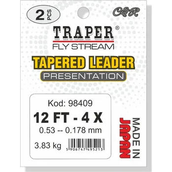 Muškařský ujímaný návazec Traper Presentation 12FT 4X