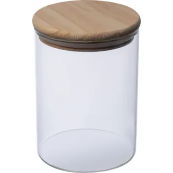 Dóza na potraviny Dóza z borosilikátového skla s víčkem z borovice, 700 ml