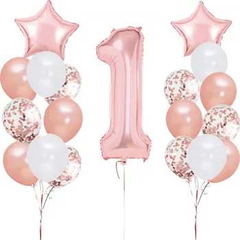 Balónek Party Pal Sada pro holčičku s konfetami rosegold č.1, 19 ks