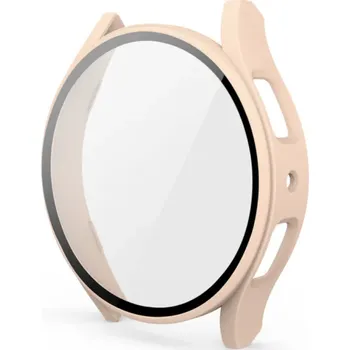 Pouzdro na mobilní telefon Barevné ochranné pouzdro s tvrzeným sklem pro Samsung Galaxy Watch 6 40mm Barva: Starorůžová