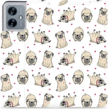 Pouzdro na mobilní telefon Flipové pouzdro Mobiwear - Motorola Moto G54 5G / Moto G54 5G Power Edition - M097P Mopsíci (Knížkové flip pouzdro, obal, kryt na mobil Motorola Moto G54 5G / Moto G54 5G Power Edition - M097P Mopsíci, materiál Umělá kůže + TPU - ochrana 360°, stojánek,)