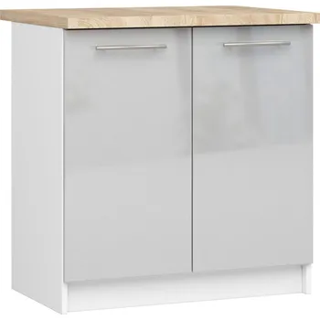 Kuchyňská skříňka Kuchyňská skříňka Olivie S 80 cm 2D bílá/metalický lesk/dub sonoma