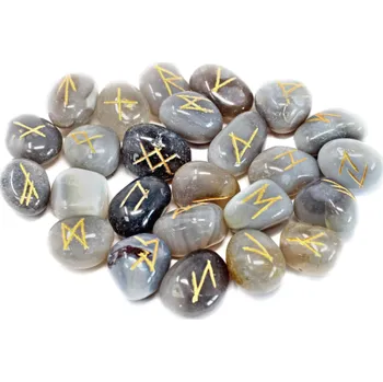 Ex Herbis AHDL Runové kameny Šedý Achát sada 25ks