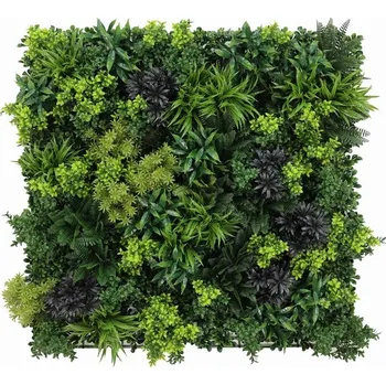 umělá květina ZELENÁ STĚNA šedá fantazie 2, dílec 100 x 100 cm (Realistická zelená stěna grey fantasy o rozměru 100 x 100 cm)