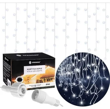 Vánoční dekorace Springos vánoční světýlka závěs 300LED 12m studená bílá + flash
