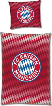 Ložní povlečení Carbotex FC Bayern Mnichov 2021/22 červené/bílé 160 x 200, 70 x 80 cm zipový uzávěr