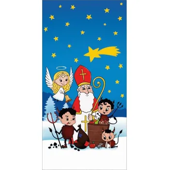 LUMA Mikulášský sáček 20 x 40 cm Mikuláš a čertíci bílý