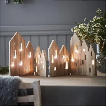 Vánoční osvětlení Markslöjd View 705742 dřevěné domečky dřevo 20 LED teplá bílá