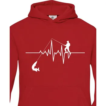 Chlapecká mikina Dětská mikina pro rybáře Tep / Ekg rybáře, Barva Červená, Velikost 110-116, Canvas Dětská mikina Bezvatriko.cz 0390