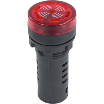 Relé LED kontrolka s bzučákem AD16-22SM, pro průměr otvoru 22mm Červená 24 V AC/DC