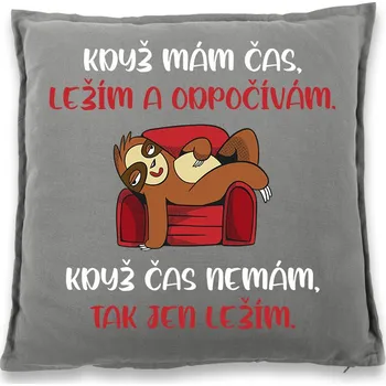 Dekorativní polštářek Vtipný polštářek Když mám čas..., Barva Šedá, Velikost 40×40 cm, Canvas Bavlněný polštář Bezvatriko.cz 1135 - DTF/DTG