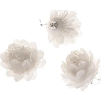Vánoční ozdoba Sada závěsných ozdob Fiore 8 cm, 3 ks, bílá