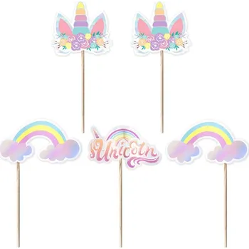 Dortová svíčka Zápichy na dort jednorožec 5ks