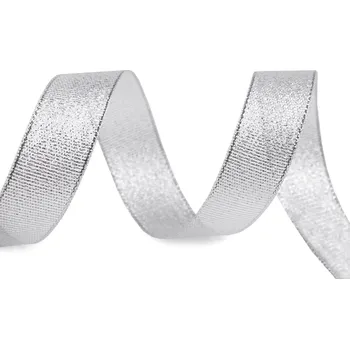 Brokátová stuha s lurexem šíře 20 mm, barva 1 stříbrná