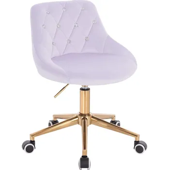 Otočné křeslo Kvam Diamonds velur na zlaté podstavě s kolečky - světlý šeřík