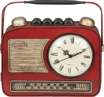 Skříňka na klíč Kovová skříňka na klíče s nástěnnými hodinami 22 cm retro rádio