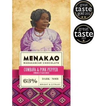 Čokoláda Menakao čokoláda Madagaskar 63% s combavou a růžovým pepřem 75 g