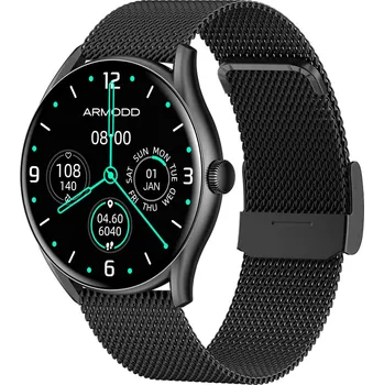 Chytré hodinky Armodd Roundz 5, Black/kovový řemínek + silikonový řemínek