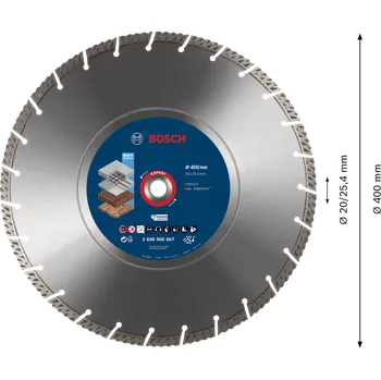 úhlová bruska Diamantový řezný kotouč Bosch EXPERT MultiMaterial Dostupné varianty: Diamantový řezný kotouč Bosch EXPERT MultiMaterial 400x25,4 mm