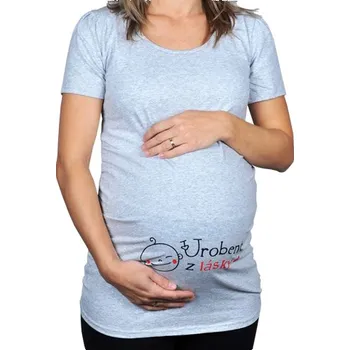 Šedé těhotenské tričko s nápisem Udělané z lásky SK