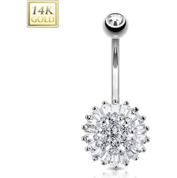 Piercing Šperky4U Zlatý piercing do pupíku - kytička, Au 585/1000 - ZL01183-WG