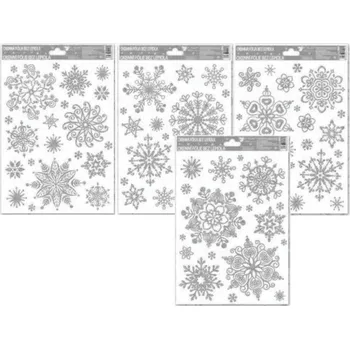 Vánoční dekorace Dekorace na okno, VÁNOČNÍ mix 20x30cm, stříbrná, 1ks