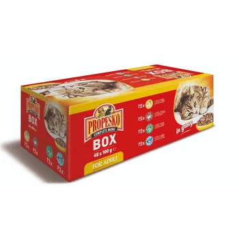 Krmivo pro kočku Propesko Adult kapsička kuřecí/hovězí/králík/losos
