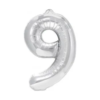 Balónek Party Pal Fóliové balónky stříbrné č. 0- 9 70cm Číslo: 9