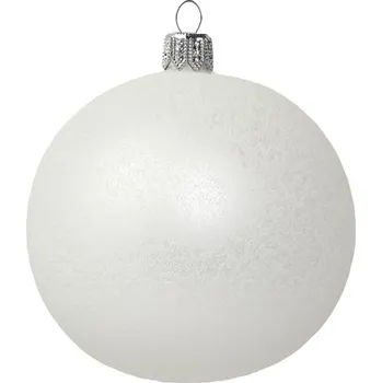 Vánoční baňka bílý mat s jemným posypem